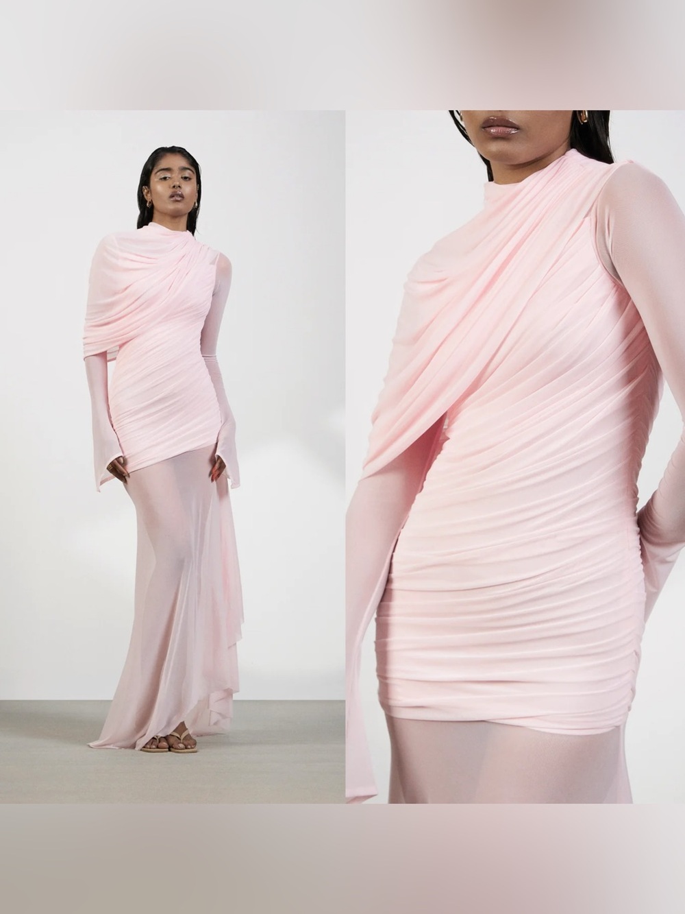 NWT DEME BY Gabriella Isla Ruxhed maxi dress in baby pink